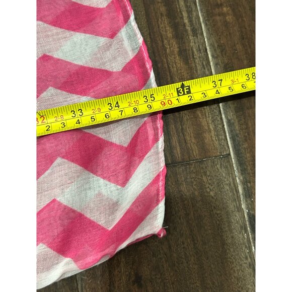 Chevron Pattern Infinity Scarf Pink White Shawl Wrap Lightweight Polyester - Picture 7 of 9